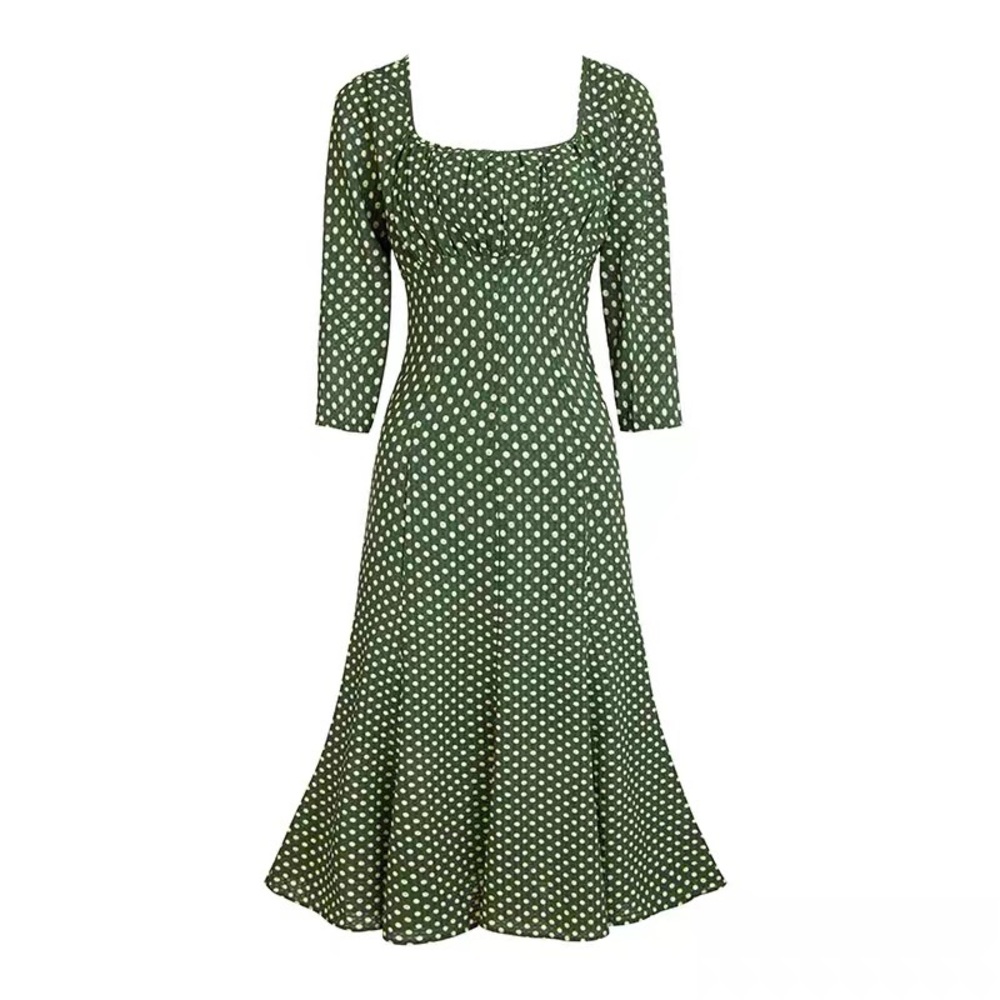 NWT Sage Green Polka Dot Dress Vintage Style